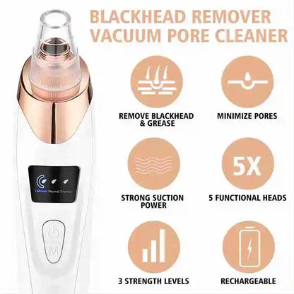 Rechargeable Blackhead Remover Vacuum – Powerful Pore Cleaner & Acne Extractor for Face & Nose