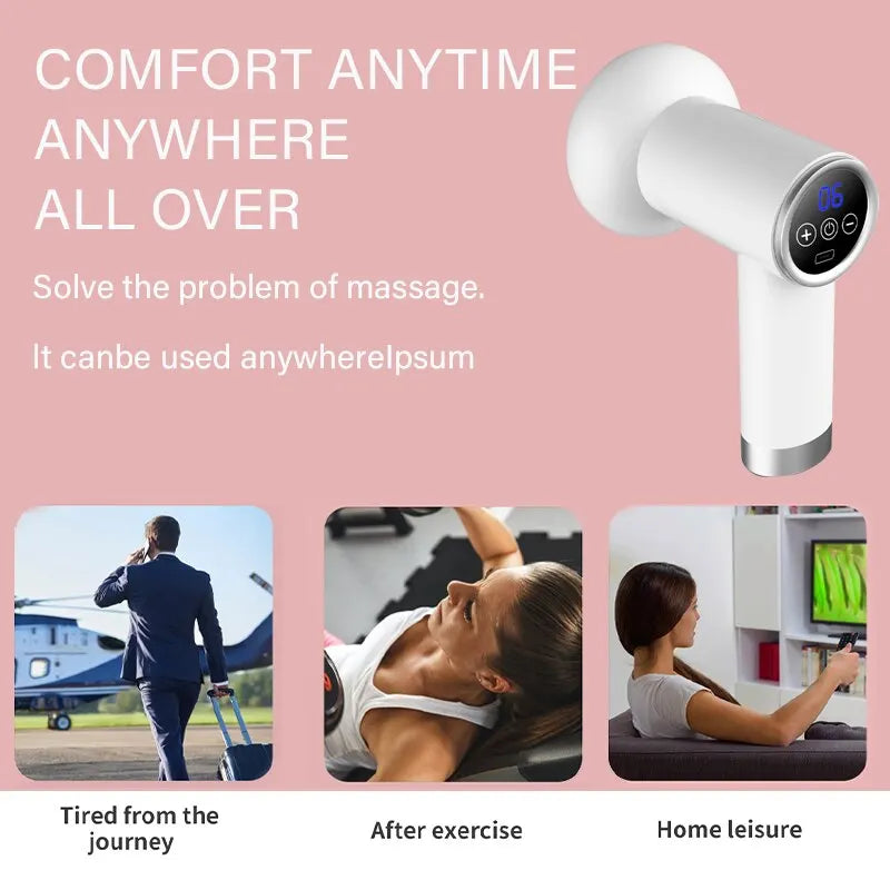 Portable Wireless Massage Gun for Neck, Waist & Shoulder Relief – Pink & White